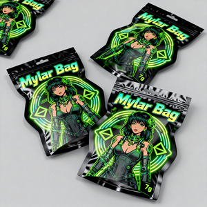 Sacs en Mylar de forme irrégulière, personnalisés, résistants aux odeurs, de qualité alimentaire, en film plastique laser avec fermeture éclair - Product Image 2
