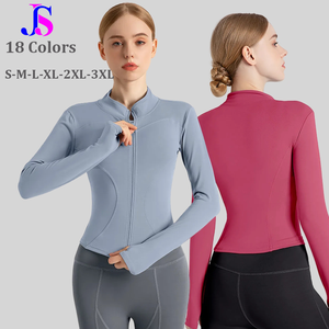 Chaqueta Deportiva JINSI para Mujer, para Correr al Aire Libre, Ropa de <span class=keywords><strong>Gimnasio</strong></span>, Secado Rápido, Top de Yoga, Elástica, con Cierre y Bolsillos, Manga Larga - Product Image 1