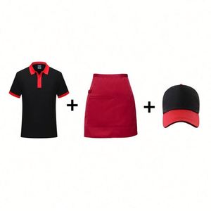 Design Dining Hot Pot Restaurant Waiter Overalls Short Sleeves <b>T</b>-shirt Hotel Frock Apron Button Breathable and Sweat-Absorbent - Product Image 6