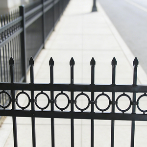 Paneles de Cerca Metálica Negra al por Mayor, <span class=keywords><strong>con</strong></span> Puntas Verticales en Forma de Lanza, Cerca de Acero Prensado, Acero Galvanizado para Jardín Exterior - Product Image 2
