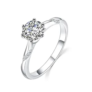 PUSHI latest desig engagement rings silver 925 sterling Moissanite engagement adjustable ring custom jewelry women
