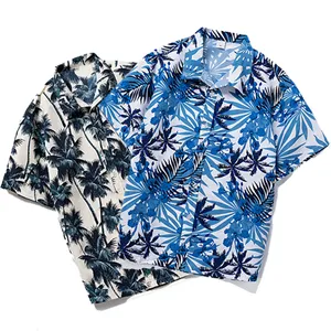 Hot Selling Custom Summer Beach Holiday Men's Short Sleeve Hawaiian Shirt Tropical Print Casual Button Down Aloha Shirt