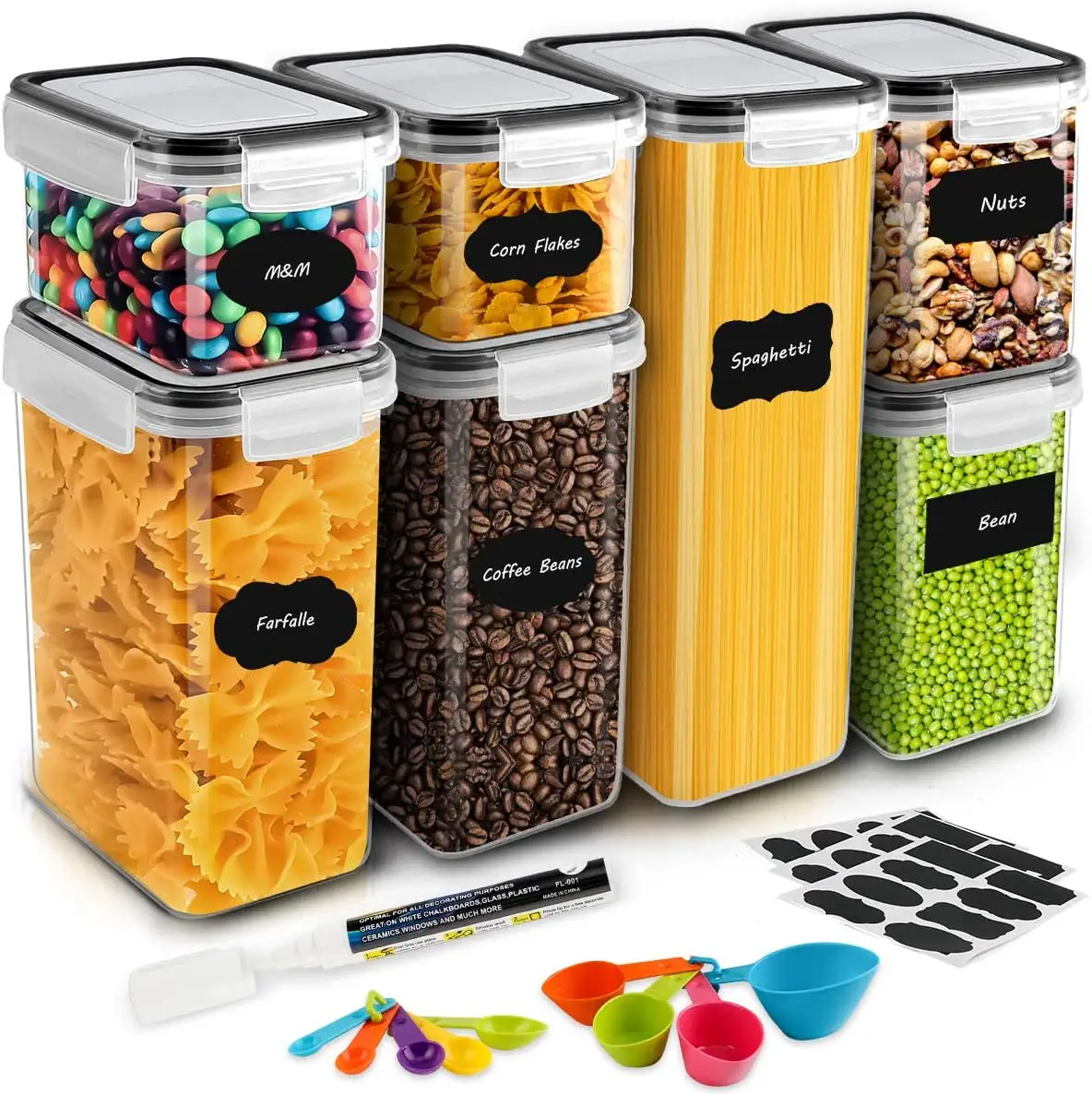 Set von 7 Pcs Cereal Storage Container mit Lids,BPA Free Cereal & Dry Food Storage Containers