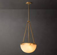 Lustre nordique de luxe en marbre, suspension réglable en albâtre pour restaurant et bar