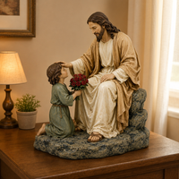 Sculpture artistique en polyrésine de Jésus - Statue religieuse catholique de saint avec style DIY