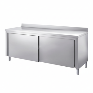 AllFoodProject.com tavolo in acciaio inox con porte scorrevoli e Backsplash modello AFP/1568 - Product Image 1