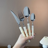 Hochwertiges Modernes Luxus-Besteckset aus 304 Edelstahl Löffel Messer Gabel Spiegelpoliert mit Kunststoffgriff für Restaurants