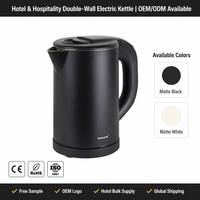 Bouilloire électrique portable sans fil à double paroi de 0,8 L en acier inoxydable avec chauffe-eau et théière pour la maison ou l'hôtel