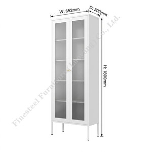 Vetrina Moderna <span class=keywords><strong>in</strong></span> Acciaio Bianco, Armadio con Anta Singola <span class=keywords><strong>in</strong></span> <span class=keywords><strong>Vetro</strong></span> Satinato e Maniglie Dorate per Organizzazione Domestica - Product Image 5