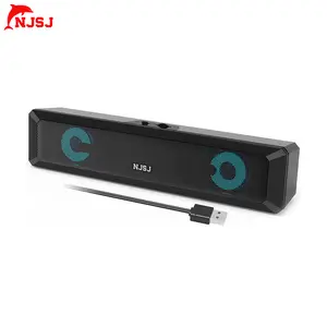 NJSJ Speaker Gaming, Soundbar Bertenaga USB Bar Suara untuk Komputer Desktop Laptop PC, HITAM