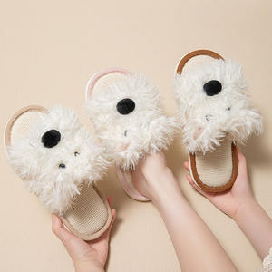 Peluche <span class=keywords><strong>petit</strong></span> <span class=keywords><strong>chien</strong></span> pantoufles dessin animé mignon couleurs contrastées à la mode minimaliste respirant belle confortable chaud pantoufles - Product Image 5
