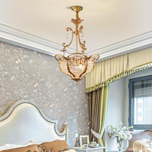 Entrada barroca francesa Nido de Pájaros lámparas de cristal decorativas latón recepción escritorio colgante luz Vintage pasillo lámpara colgante - Product Image 3