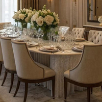 Table et chaises de salle à manger longues et simples de style français, table ovale avec plateau en marbre, grandes tables de salle à manger pouvant accueillir 12 personnes