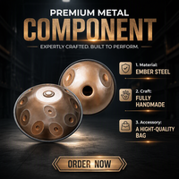 Handpan Raysen 11+2 D Kurd Retro Silver Ash Steel dengan Softbag 432Hz dan 440Hz