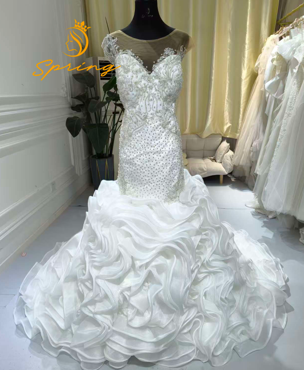 chinese dress ladies Romantic White A-Line V-Neck Long Sleeves Lace Chapel Train Wedding Dr   misshow.com