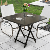 Table à Manger Pliante Portable Domestique, Petite Table Carrée avec Chaises, Mobilier Simple pour Stand Extérieur, Style Panneau en Bois