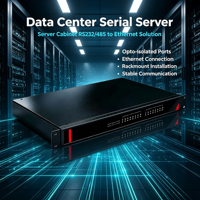 1U机架式8端口串口服务器，RS232/485 2.5KV隔离，TCP/UDP和虚拟COM，宽电压范围12-48V DC