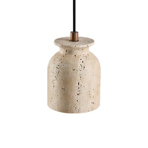 Luminaire suspendu en travertin jaune naturel, style rétro Wabi Sabi, pour chambre à coucher, maison d'hôtes, restaurant, entrée, couloir - Product Image 5