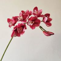 Anggrek Cymbidium 3D Sutra Grosir 83cm 7 Kepala Bunga Kupu-kupu Artificial untuk Dekorasi Rumah dan Pernikahan