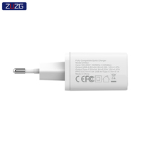 Adaptateur de voyage ignifuge ZUZG personnalisé OEM 20W PD+QC3.0 à charge rapide, double port USB Type-C, prise EU, 100-240V, CE/FCC