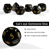 Vente en gros usine : Ensemble de dés D&D en pierre gemme œil de chat noir foncé multi-facettes, personnalisé D20 22mm D6 pour RPG Dungeons and Dragons