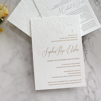 Cartes d'invitation en papier coton dur 600g avec impression typographique et texte argenté