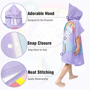 Poncho de microfibra Toallas de playa Diseño personalizado Verano Playa Usable Dibujos animados Impreso Niños Estilo tropical - Product Image 6