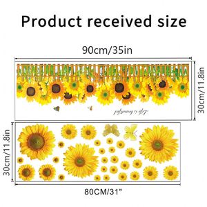 Nouveaux autocollants muraux décoratifs tournesol 3D en PVC auto-adhésifs pour salon, chambre, décoration intérieure, cadeaux, vente en gros - Product Image 6