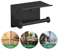 Porte-papier toilette auto-adhésif Sondoly avec étagère pour téléphone, porte-rouleau de papier toilette mural en acier inoxydable