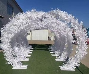 Khung nền vòm kim loại màu Vàng Nhân Tạo hiện đại màu trắng, Đèn Diode phát sáng cho các sự kiện đám cưới - Product Image 4