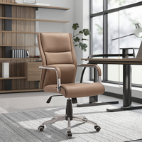 Fauteuil de bureau pivotant en cuir de luxe Boss en cuir pour massage ergonomique.
