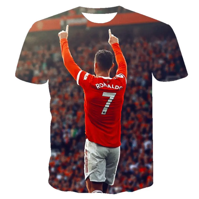 Custom 3D Printed No. 7 Cristiano Ronaldo Football T-Shirt Portugal Man chester United Men's Player Full Body Printed T-Shirt