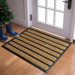 Paillassons côtelés en Polyester uni résistant et Durable, pour l'intérieur et l'extérieur, tapis de porte avant étanche, rouleau