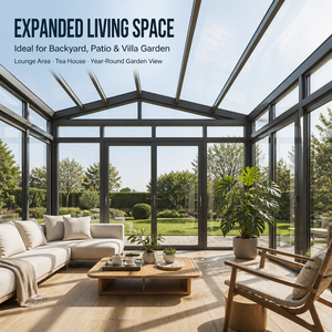 Sur Mesure Luxe Aluminium Verre Véranda Double Vitrage Étanche Extérieur <span class=keywords><strong>Solarium</strong></span> Jardin d'Hiver Maison de Verre pour Jardin - Product Image 2