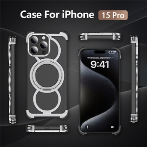 Không Khung Nhôm Kim Loại Từ Trường Hợp Điện Thoại Cho Iphone 16 17 Pro Max Với 360 Dgreen Xoay Vòng Đứng <span class=keywords><strong>Bumper</strong></span> Chống Sốc Trường Hợp - Product Image 5