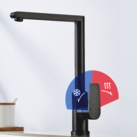 Robinet de cuisine premium anti-éclaboussures rotatif en aluminium avec cartouche céramique, eau froide et chaude