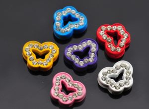 Breloques à glissière en cristal coloré pour bracelet en cuir de 8MM, bijoux en émail A-Z 26, breloques à glissière avec cœur et nœud étoile - Product Image 3