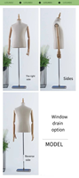 Mannequin de costume personnalisé pour hommes, demi-corps avec bras en bois, torse d'homme sans tête pour l'affichage, buste gonflable, tête en tissu métallique.