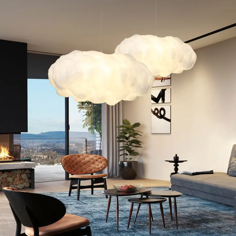 Amazon venda quente vender Nordic Criativo RGB lâmpadas penduradas pós-algodão de seda moderna contemporânea pingente luz nuvem branca lustre