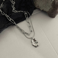 Nouveau collier en acier inoxydable à la mode double couche conception irrégulière accessoires de collier punk