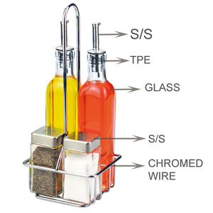 Bộ Đồ Trộn Salad Bằng Thủy Tinh Với Giá Đỡ Kim Loại Cho Nhà Bếp Bộ Lọ Đựng Gia Vị Bằng Thủy Tinh Ô Liu Lọ Đựng Dầu Và Giấm - Product Image 3