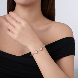 Bracelet manchette en moissanite étoile à huit branches de qualité supérieure, en argent sterling S925 plaqué <span class=keywords><strong>platine</strong></span>, poli miroir, serti pavé, pour femme - Product Image 5