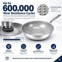 Poêle Wok en Céramique Microdot KFCC G8 Renforcée au Titane Shangwey, en Acier Inoxydable Triple Couche Antiadhésive, Compatible Induction