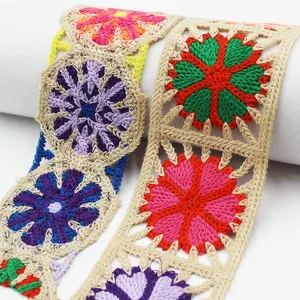 factory customized colorful flower deccorated edge lace embroidery lace trim