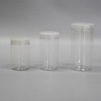 Bocal en plastique transparent épaissi à large ouverture, personnalisé avec logo imprimé, de qualité alimentaire, pour le stockage de collations et de fruits secs