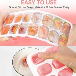 Bac à glaçons en silicone flexible à démoulage facile, 14 bacs à glaçons avec couvercle amovible anti-fuite - Product Image 2