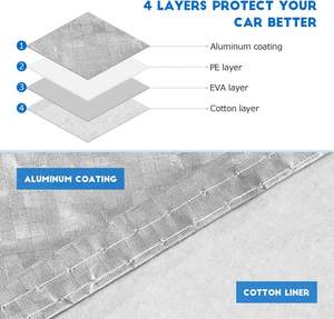 Housse de voiture en film <span class=keywords><strong>d</strong></span>'aluminium à 4 couches, universelle, SUV, imperméable, anti-poussière, protection solaire UV, housse de pluie complète pour toutes les saisons - Product Image 4