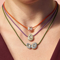 Collier pendentif style européen-américain avec chaîne en cuivre, motif goutte d'huile, couleur macaron, effet diamant haute transparence, style Dopamine
