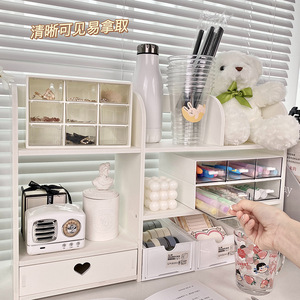 <b>Desktop</b> Storage Rack Wood Plastic Composite 2 Tier Rectangle Office Organizer Makeup <b>Desktop</b> Bedroom Living Room Storage <b>Shelf</b> - Product Image 4