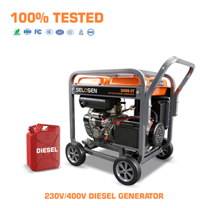 เครื่องกำเนิดไฟฟ้าแรงดันสูง 230V/400V แบบเคลื่อนที่ ใช้เครื่องยนต์ดีเซล พร้อมล้อ 8.5 กิโลวัตต์ 9 กิโลโวลต์ 9 กิโลโวลต์แอมแปร์ 8.5 กิโลโวลต์แอมแปร์ แบบเปิด 3 กิโลวัตต์-20 กิโลวัตต์ 230V/400V - Product Image 1